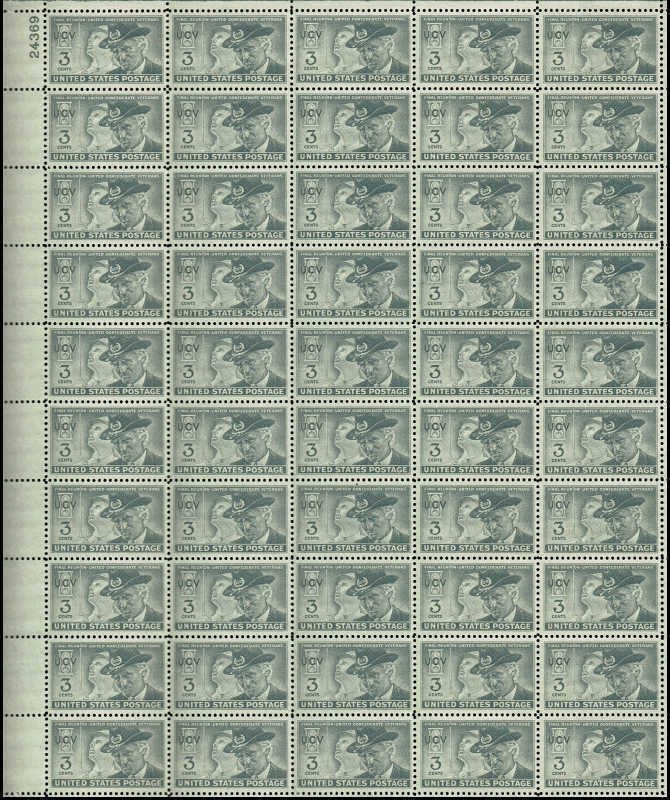 US Stamp - 1951 United Confederate Veterans - 50 Stamp Sheet #998