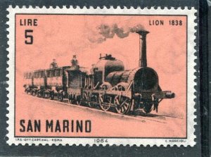 San Marino 1964 RAILWAY Lion 1838 Stamp Perforated Mint (NH)
