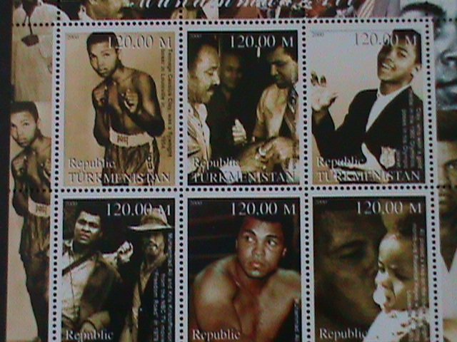 ​TURKMENISTAN-2001  MUHAMMED ALI-WORLD HEAVY WEIGHT BOXER-MNH-SHEET VF