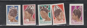 Central Africa # 87-91, African Hair Styles, IMPERF Mint NH,