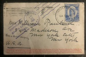 1935 Niuafoou Tonga Toga Tin Can Canoe Mail Cover to New York USA Via Samoa