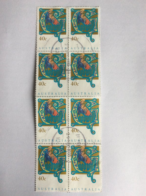 Australia 1993 40c Christmas block of 8 used