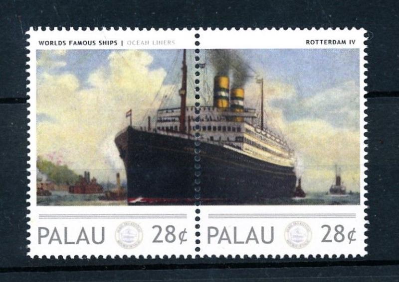 [90489] Palau  Ships Rotterdam IV Ocean Liners Holland Amerika Pair MNH