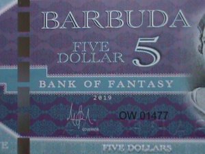 ​BARBUDA -COLLECTIBLE FIVE DOLLARS UNCIRCULATED-POLYMAR-NOTE VERY FINE