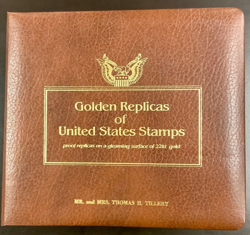 42 Golden Replicas US Stamps 22kt Gold Surface album FDC covers 1980-1981