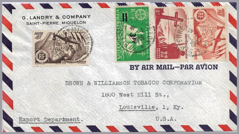 St. Pierre & Miquelon (France) - 1949 Airmail Commercial Cover to USA