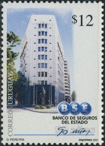 Uruguay #1940 State Insurance Bank 12p Postage Stamp Latin America 2001 Mint LH