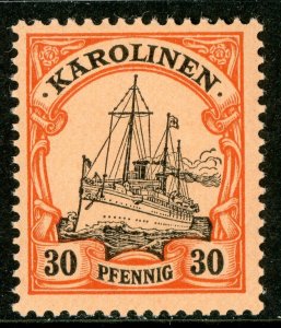 Caroline Islands 1901 Germany 30 pfg Yacht Ship Unwatermark Scott #12 MNH E527