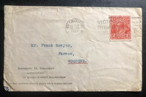 1934 Melbourne Australia Commercial Cover To Woodend Slogan Cancel