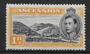 ASCENSION SG39a 1940 1d BLACK & YELLOW-ORANGE p13½ MTD MINT.