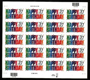 USA-Sc#3695- id12-unused NH sheet-Happy Birthday-2002-