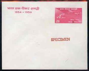 India 1954 Stamp Centenary 2as postal stationery envelope...