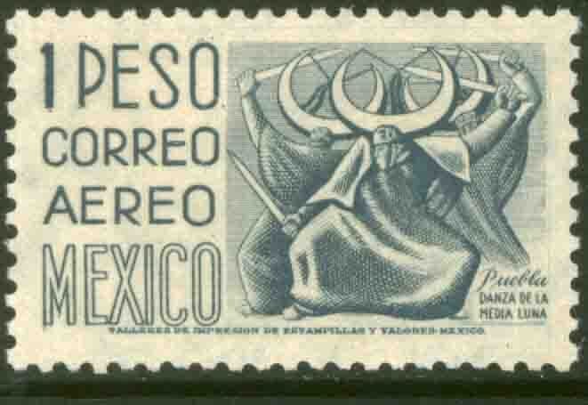 MEXICO C195 $1Peso 1950 Definitive 1st Printing wmk 279 UNUSED, H OG. VF.