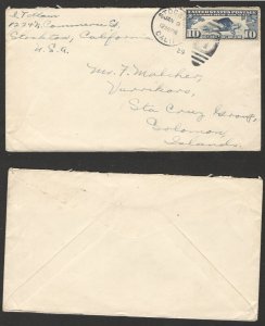 UNITED STATES TO SOLOMON ISLANDS - COVER WITH STAMP 10c , LINDBERGH AIRMAIL-1929