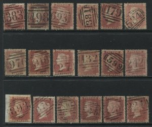 1857 1d Red Stars SG 40, white paper all with choice ideal SON numerals (41)