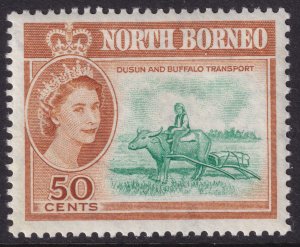 Sc# 290 North Borneo 1961 QE portrait type 50¢ issue MLH CV $2.25