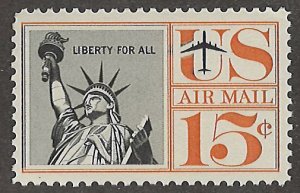 US Scott# C58 1959 15c blk & org  Statue of Liberty  Mint Never Hinged - Very...