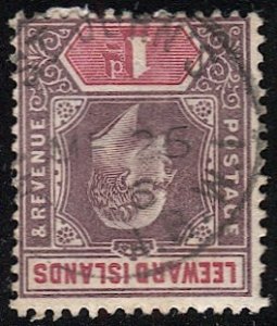 LEEWARD ISLANDS  1902 Sc 21  1d KE, Used VF, St. John's cancel