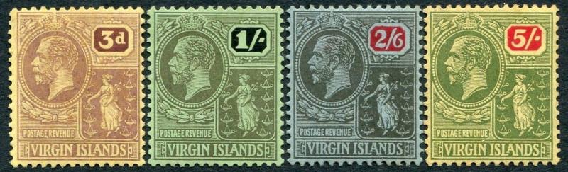 BRITISH VIRGIN ISLANDS-1922-28 Multi Crown CA Set of 4 Values Sg 82-85 LIGHTLY/M