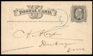 USA 1877 TRAER Iowa Blue Cancel Advertising Postal Card Cover 96285