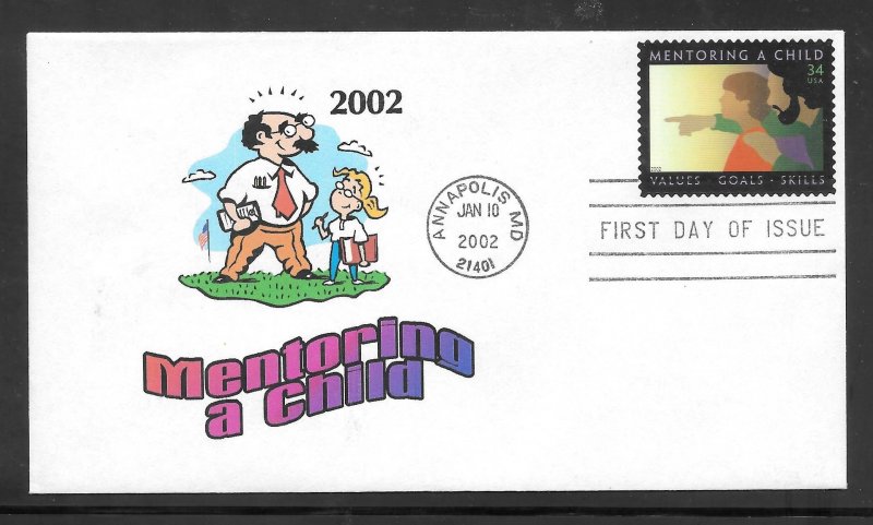 Just Fun Cover #3556 FDC Mentoring a Child Unknown Cachet. (A1398)