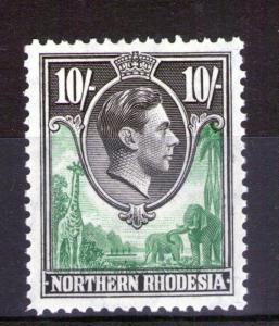 NORTHERN RHODESIA SG44 1938 10/- lightly hinged