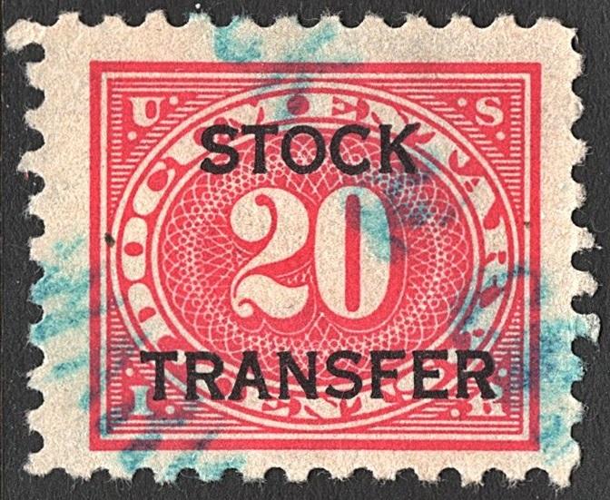 RD28 20¢ Revenue: Stock Transfer (1928) Used