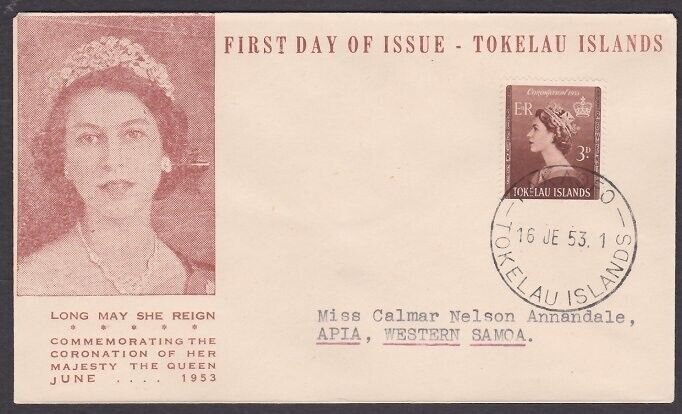 TOKELAU 1953 Coronation FDC - Fakaofo cds..................................a3464 