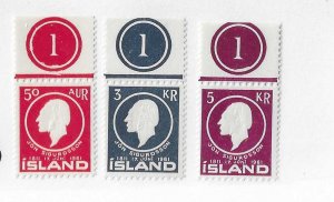 Iceland Sc #335-337 set of  3 with counters NH VF