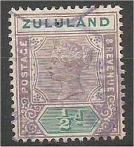 ZULULAND, 1894, used 1/2p, Queen Victoria Scott 15
