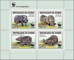 Guinea - 2019 Wild Boar WWF Ovpt - 4 Stamp Sheet - GU190121a2