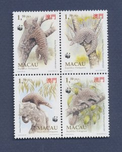 MACAO  MACAU - Scott 767-770a, SG 880-883 - MNH block - WWF - Pangolin - 1995