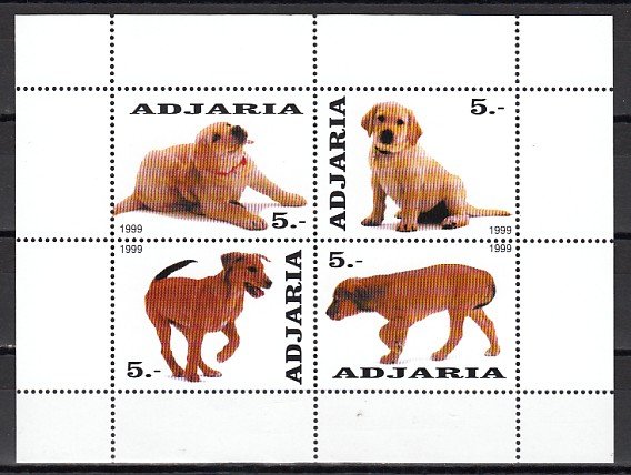 Adjaria, 1999 issue. Young Dogs sheet of 4. ^