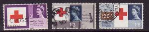 Great Britain-Sc#398-400-used set-Red Cross-QEII-1963-Omnibu