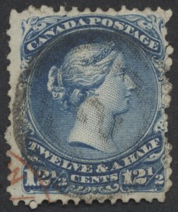 Canada #28v 12 1/2c Large Queen Bothwell Paper Fine Used 2-Ring 2 Cancel Toronto