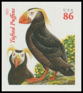 US 4737b Tufted Puffins 86c imperf NDC single (orange Year) MNH 2013