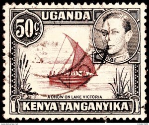 KENYA UGANDA & TANGANYIKA 1938 KGVI 50c Reddish-Purple & Black Perf 13x11¾ S...