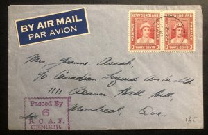 1944 Army Camp 5 Newfoundland Canada RCAF Censored  Cover To Montreal Canada