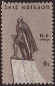 USA 1968 Sc#1359 6c Brown Leiff Erikson UNUSED.