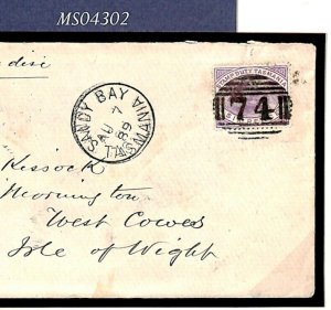 Australia States TASMANIA *Sandy Bay* Cover 6d Platypus 1889 Cowes IOW MS4302