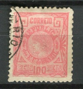 BRAZIL; 1893 early Liberty issue fine used 100r. value