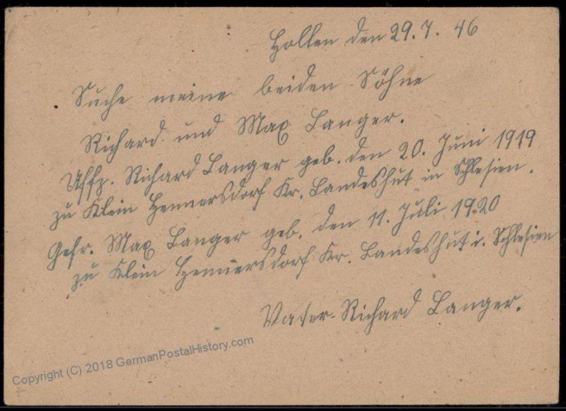 Germany AMG Upfranked Postal Card Search for German POWs in Russia 63346
