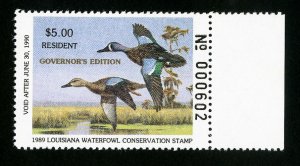 US Duck Louisiana Stamps # 1a XF Governors edition OG NH Scott Value $100.00