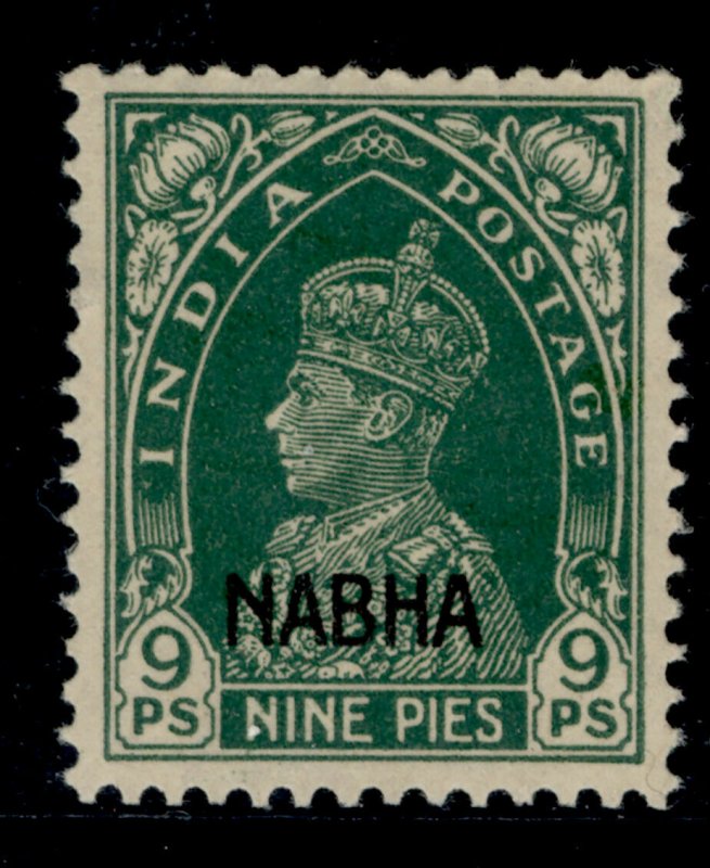 INDIAN STATES - Nabha SG97, 9p green, NH MINT. Cat £12.