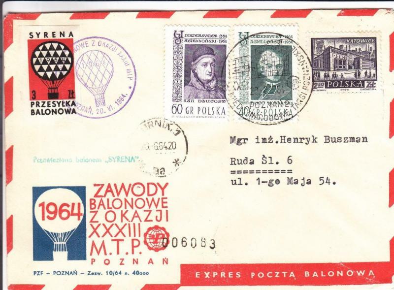 1964, Poland: Polish Balloon Flt. Fm Syrenda to Ruda (28179)