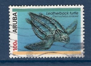 Aruba   #129  used  1995  turtles 100c