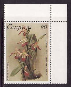 Guyana-Sc#1151a- id9-unused NH 90c-Flowers-Orchids-wmk Lotus Bud Multiple-1985-