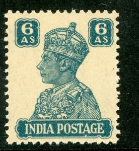 India British 1937  KGVI   6 Annas  Scott 177 MNH X491