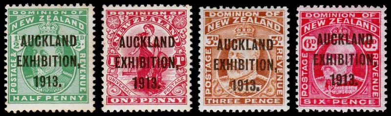 New Zealand Scott 130e, 131e, 133e, 137e (1913) Mint H VF Cplt. Set, CV$610.00 M