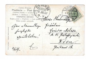 Austria 1907 Sanok & Wien Besteilt Cancels Sc# 90 5h Franz Josef on Postcard